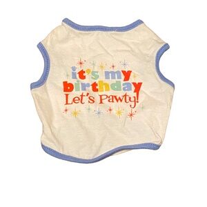 "It's my Birthday, Let's Pawty!" Cotton Dog T-Shirt Extra Small